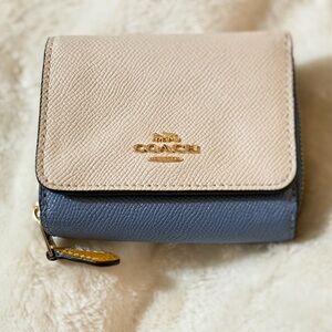 Coach Two-Tone Beige and Blue Wallet